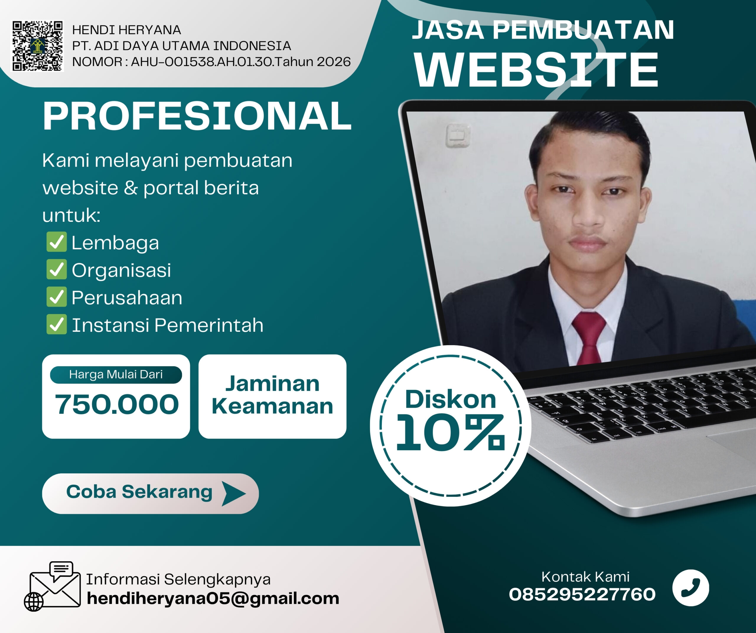 JASA PEMBUATAN WEBSITE PROFESIONAL RESMI BERBADAN HUKUM, PT ADI DAYA UTAMA INDONESIA SIAP LAYANI LEMBAGA HINGGA INSTANSI PEMERINTAH
