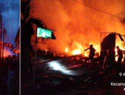 Beberapa toko ludes di kota Gunungsitoli !! di lalap sijago merah