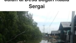 Banjir Rob Genangi Jalan di Bagan Kuala, Aktivitas Warga Tetap Normal